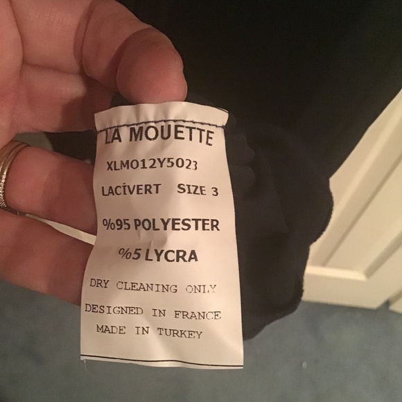 Navy knee length dress w/gray circle ornamentation - Picture 7 of 7